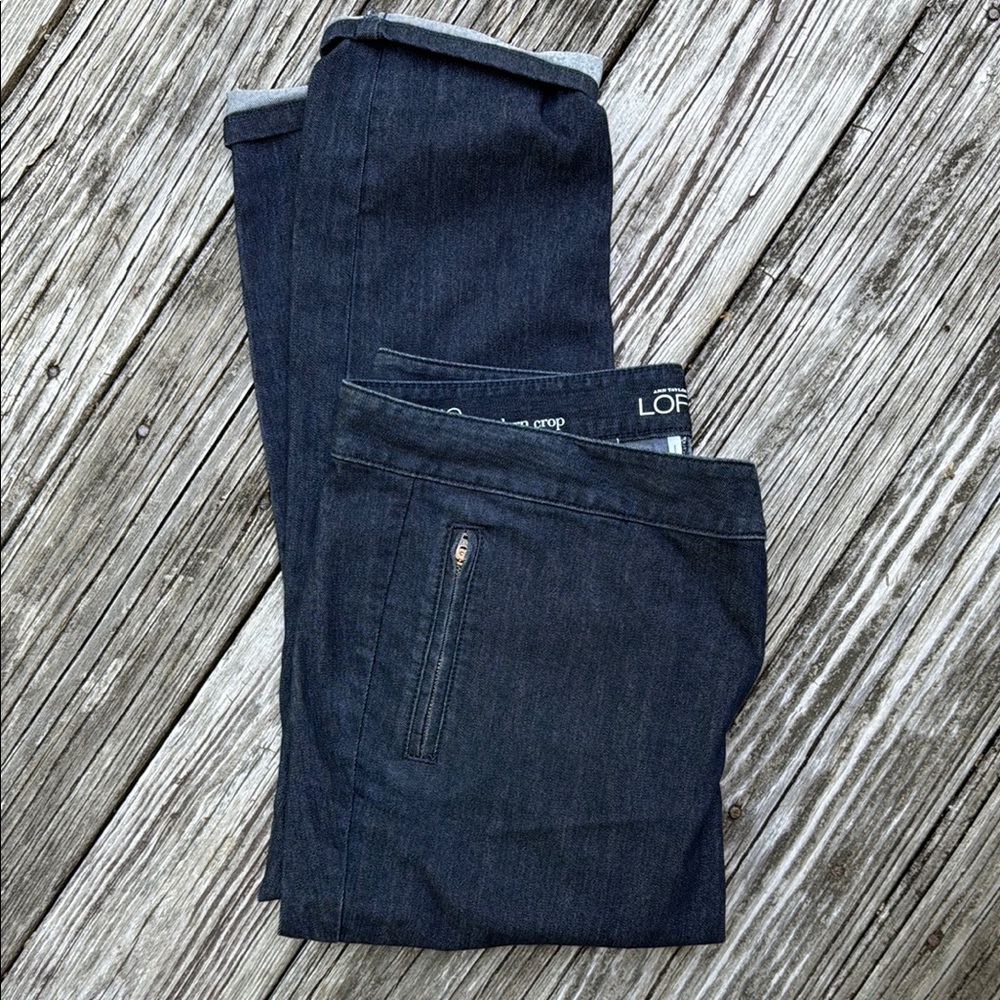 LOFT Blue Ankle Cropped Pants Classic Indigo NWOT.